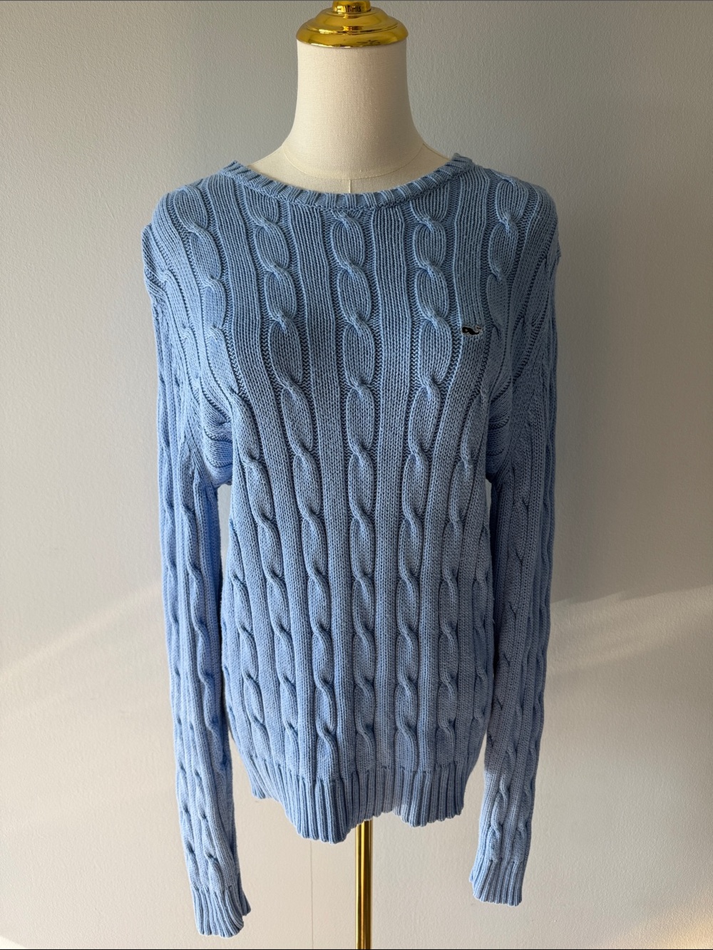 Light Blue Cable Knit Women's Sweater